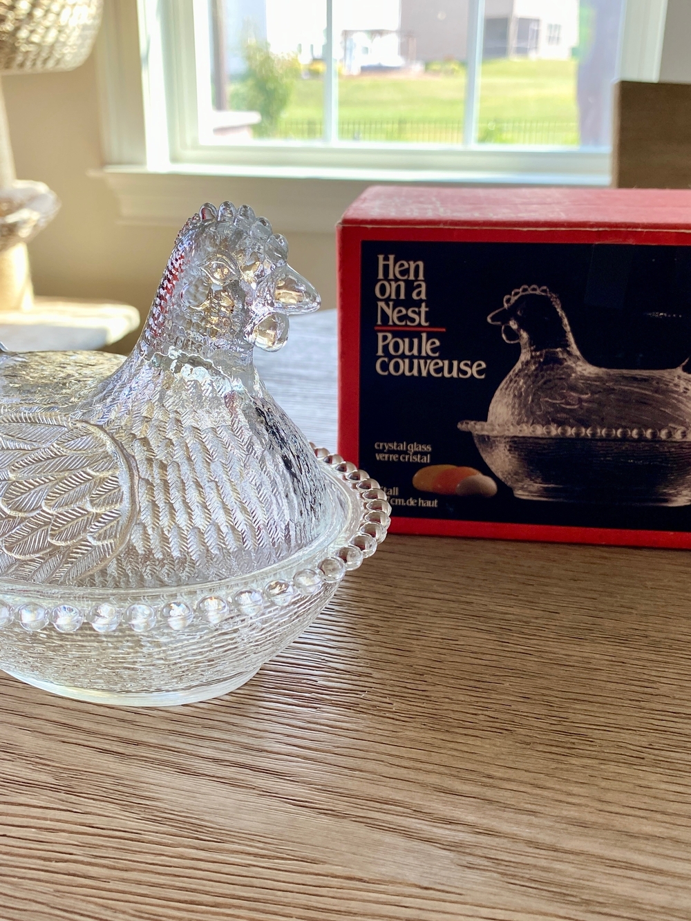 Indiana Glass Clear Pressed Glass Hen on Nest Covered Dish